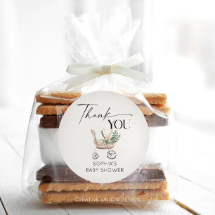 Gender Neutral Boho Baby Stroller Baby Shower  Classic Round Sticker