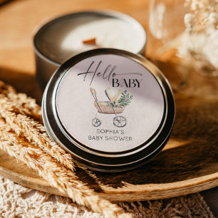 Gender Neutral Boho Baby Stroller Baby Shower  Classic Round Sticker