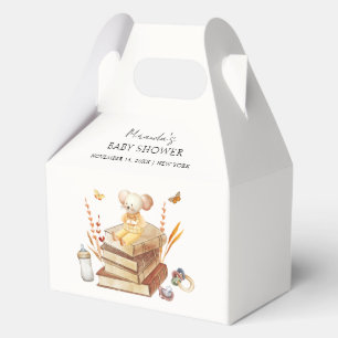 Gender Neutral Boho Book Mouse Baby Shower Favor Boxes