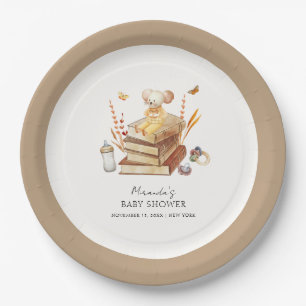 Gender Neutral Boho Book Mouse Baby Shower Paper Plates