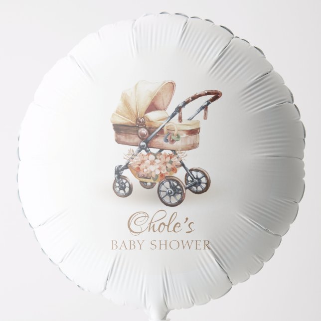 Gender Neutral Boho Floral Stroller Baby Shower Balloon (Front)