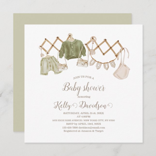 Gender Neutral Boho Nursery Baby Shower Invitation (Front/Back)