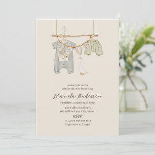 Gender Neutral Boho Nursery Mobile Baby Shower Inv Invitation