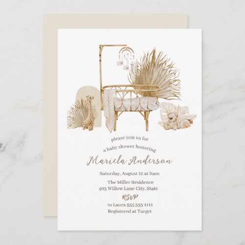 Gender Neutral Boho Nursery Mobile Baby Shower Inv Invitation