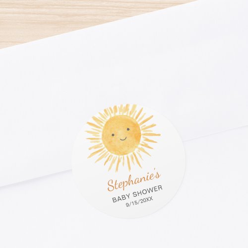 Gender_Neutral Boho Sun Baby Shower Classic Round Sticker