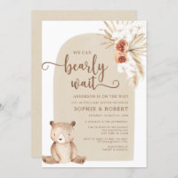 Gender Neutral Boho Teddy Bear Baby Shower Invitation