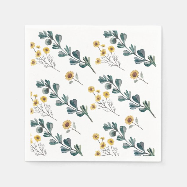  Gender Neutral Boho | Watercolor Baby Shower Napkins (Front)