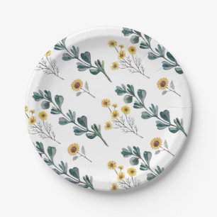 Gender Neutral Boho Watercolor Baby Shower Paper Plates