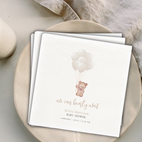 Gender Neutral Boho We Can Bearly Wait Balloons Napkins