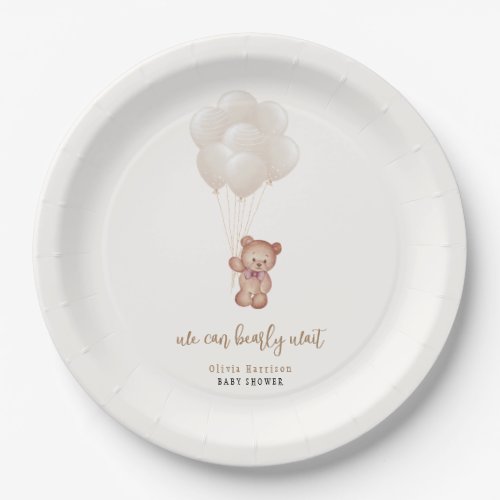 Gender Neutral Boho We Can Bearly Wait Balloons Paper Plates