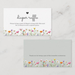 Gender Neutral Boho Wildflower Diaper Raffle Card
