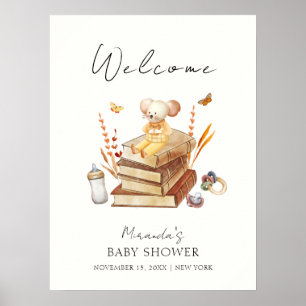 Gender Neutral Book Mouse Baby Shower Welcome Poster