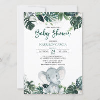 Gender Neutral Boy Elephant Baby Shower Invitation