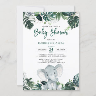 Gender Neutral Boy Elephant Baby Shower Invitation