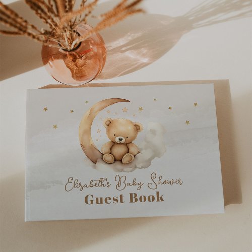 Gender Neutral Brown Teddy Bear Baby Shower Guest Book