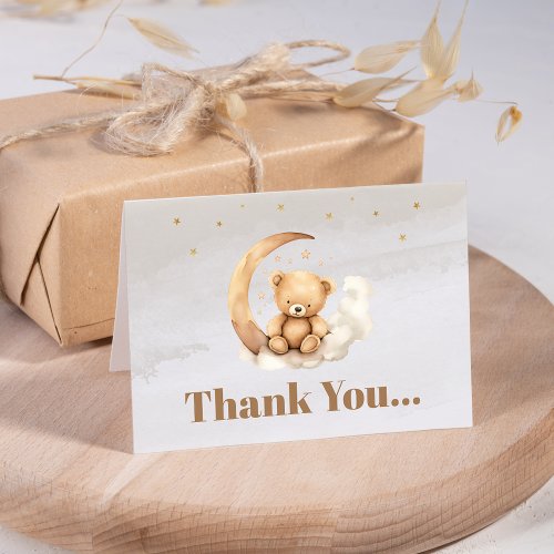 Gender Neutral Brown Teddy Bear Baby Shower Thank You Card