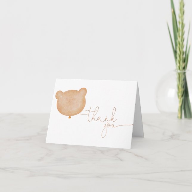 Gender Neutral Brown Teddy Bear Thank You Card (Front)