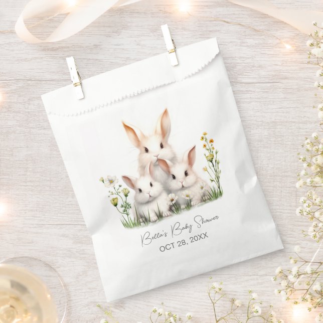 Gender Neutral Bunny Baby Shower Favor Bag (Clipped)