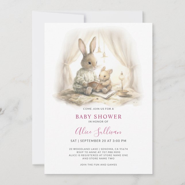 Gender Neutral Bunny Baby Shower Invitation (Front)