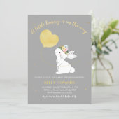 Gender Neutral Bunny Baby Shower invitation (Standing Front)