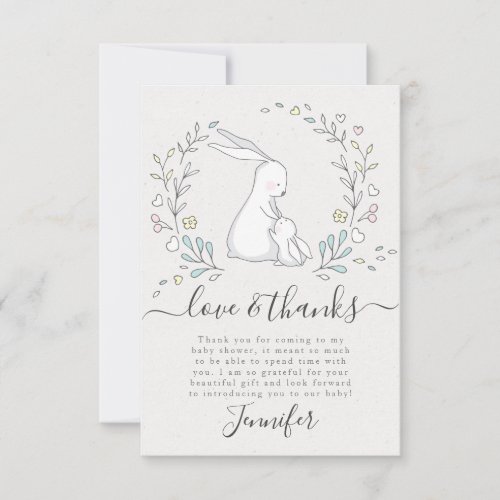 Gender Neutral Bunny Floral Baby Shower Thank You Card