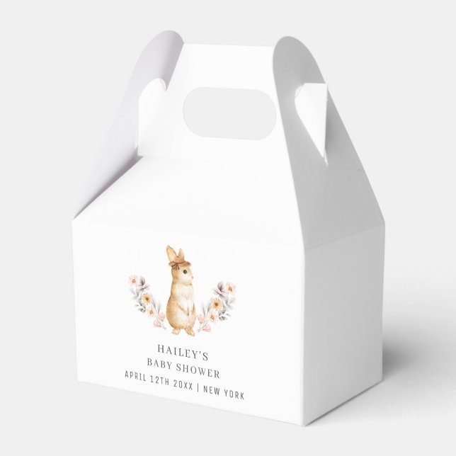 Gender Neutral Bunny Wildflower  Baby Shower Favor Boxes (Front Side)