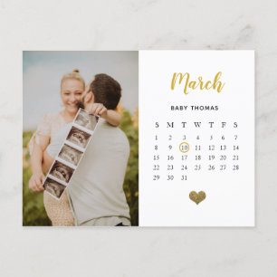 Gender neutral calendar Pregnancy reveal/ birth An Announcement Postcard