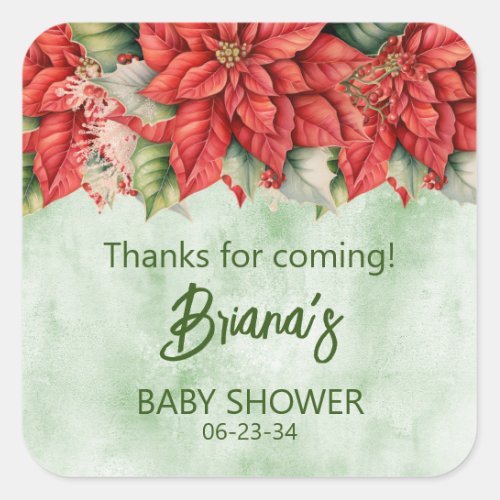 Gender Neutral Christmas Baby Shower Favors Square Sticker