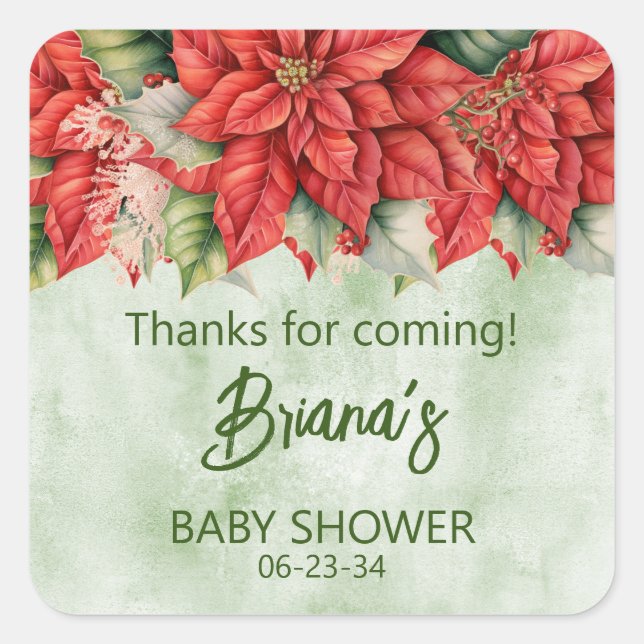 Gender Neutral Christmas Baby Shower Favors Square Sticker (Front)