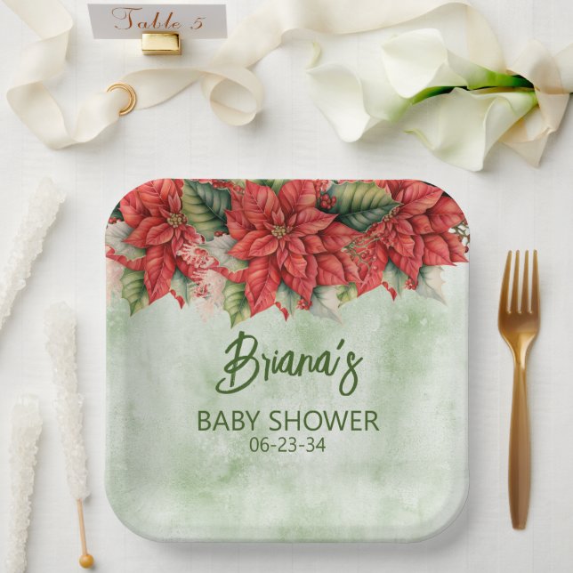 Gender Neutral Christmas Baby Shower Paper Plates (Wedding)