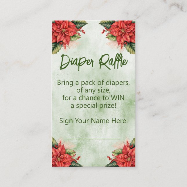 Gender Neutral Christmas Diaper Raffle Ticket Enclosure Card (Front)
