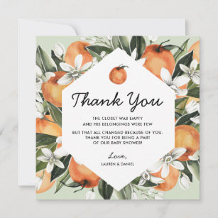 Gender Neutral Citrus Baby Shower Thank You Cards