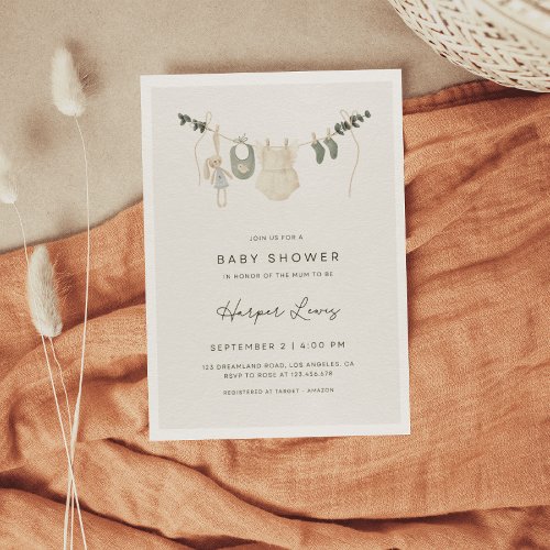 Gender_Neutral Clothes Baby Shower Invitation