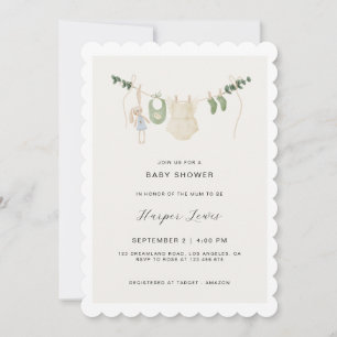 Gender-Neutral Clothes Photo Baby Shower Invitation