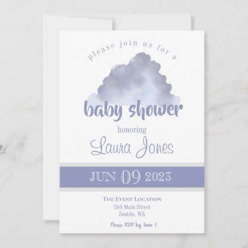 Gender Neutral Cloud Baby Shower Invitation