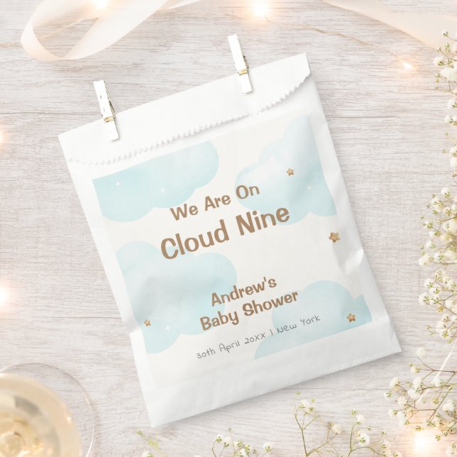 Gender Neutral Cloud Nine Stars Baby Shower Favor Bag (Clipped)