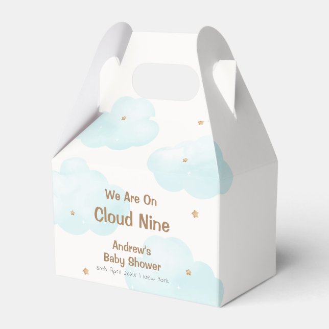 Gender Neutral Cloud Nine Stars Baby Shower Favor Boxes (Front Side)