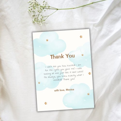 Gender Neutral Cloud Nine Stars Baby Shower Thank You Card