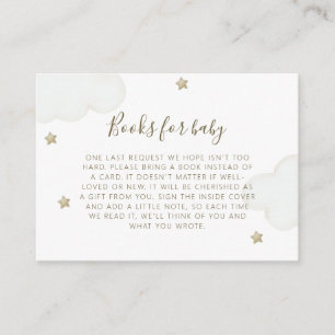 Gender Neutral Clouds and Stars Books For Baby Enclosure Card