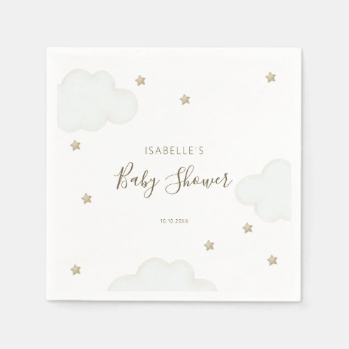 Gender Neutral Clouds and Stars Napkins