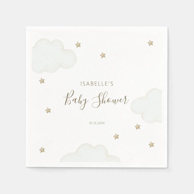 Gender Neutral Clouds and Stars Napkins (Front)