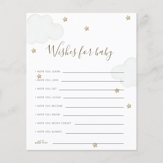 Gender Neutral Clouds and Stars Wishes For Baby (Front)