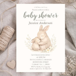 Gender Neutral Cottagecore Boho Bunny Baby Shower Invitation