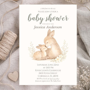 Gender Neutral Cottagecore Boho Fawn Baby Shower Invitation