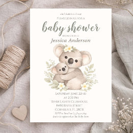 Gender Neutral Cottagecore Boho Koala Baby Shower Invitation