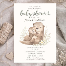 Gender Neutral Cottagecore Boho Otter Baby Shower Invitation