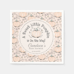 Gender Neutral Cream Little Pumpkin Baby Shower Napkins