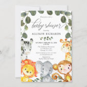 Gender neutral cute animals greenery baby shower invitation (Front)