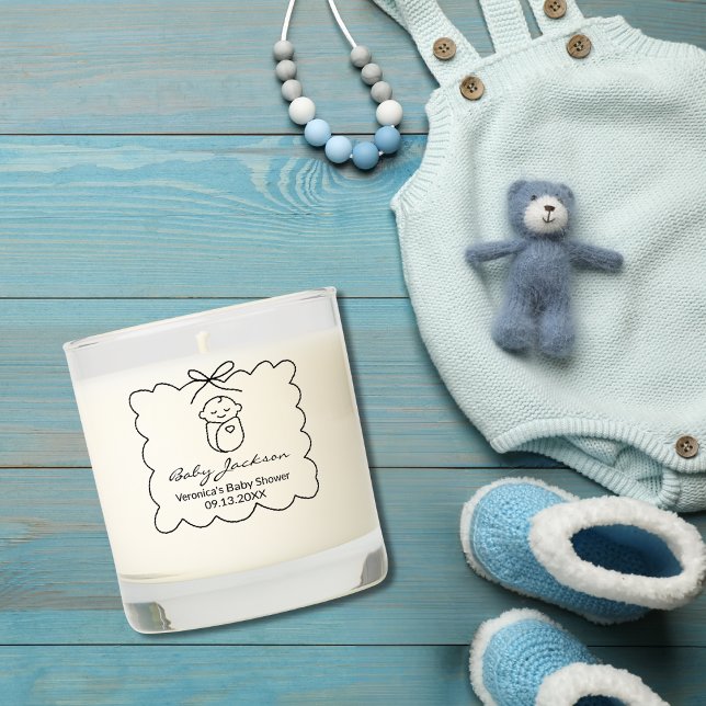 Gender Neutral Cute Baby & Bow Modern Baby Shower Scented Candle (Creator Uploaded)
