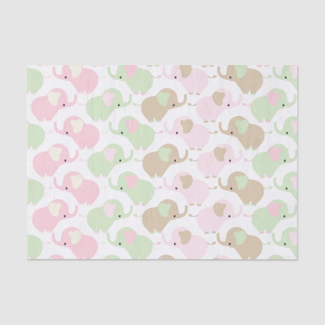 Gender Neutral Cute Baby Elephant Tissue Paper (Front)